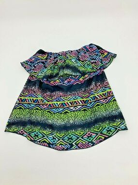 Ocean Drive Clothing Co. Neon Multicolor Printed Strapless Top Size Medium